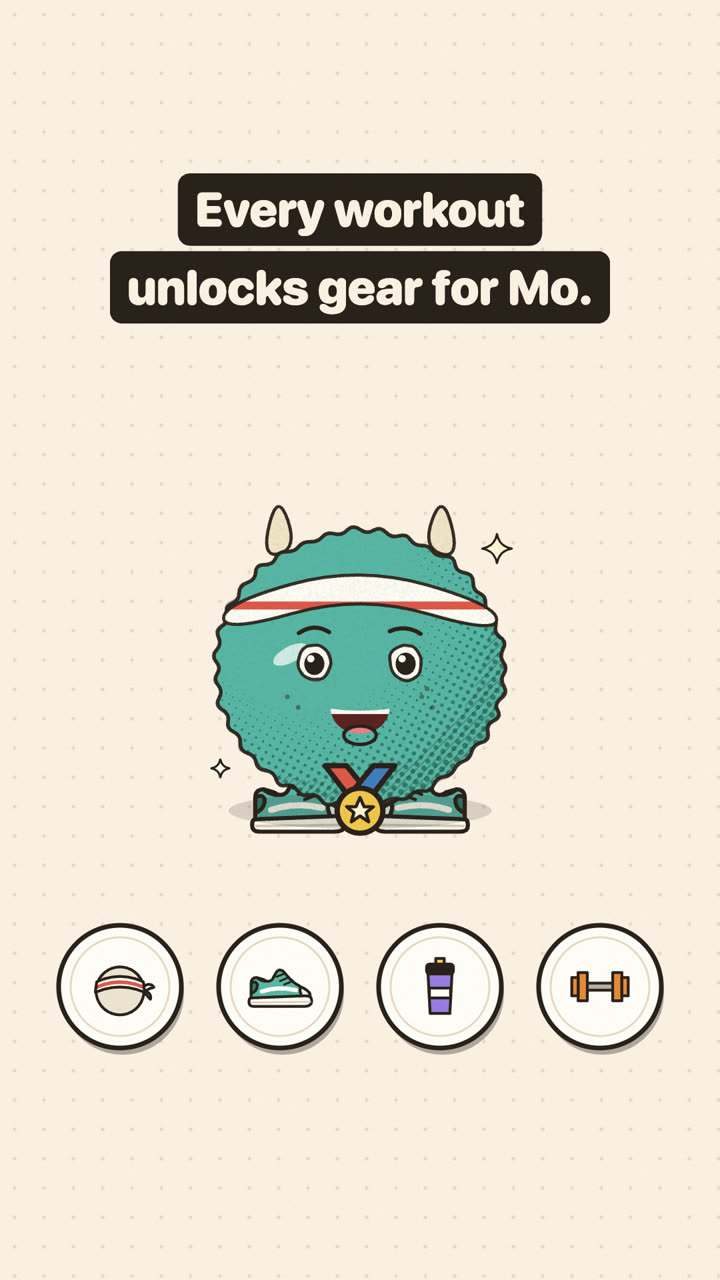 Every workout unlocks gear for Mo.